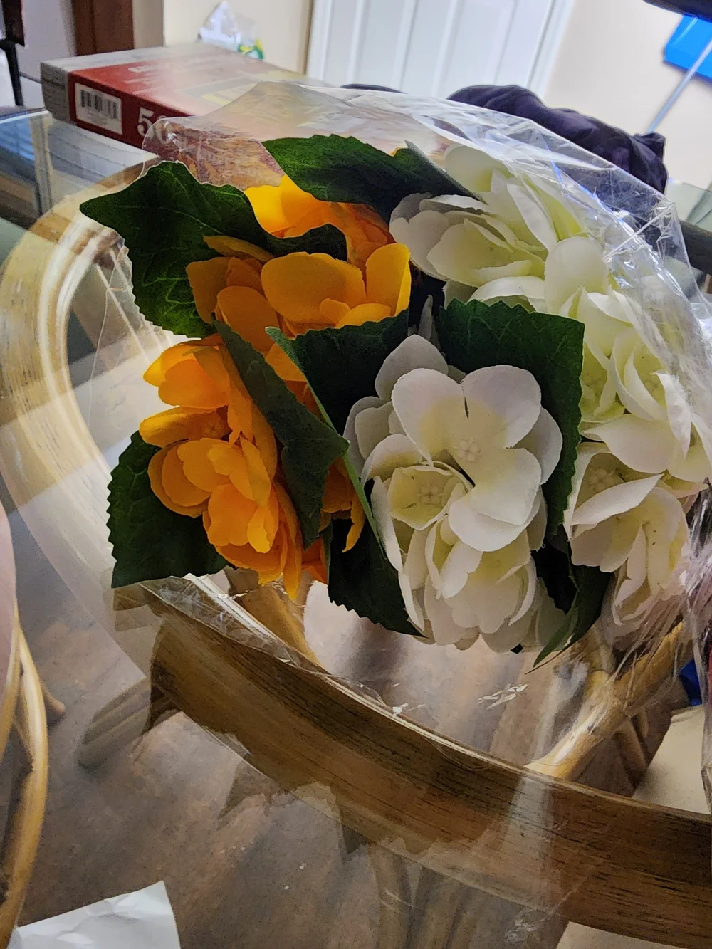 Faux Hydrangea Bouquets in White and Purple